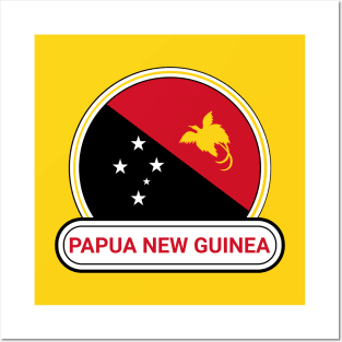 Papua New Guinea Country Badge - Papua New Guinea Flag Posters and Art